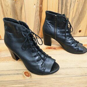 Steve Madden Neela Lace Up Open Toe Leather Booties